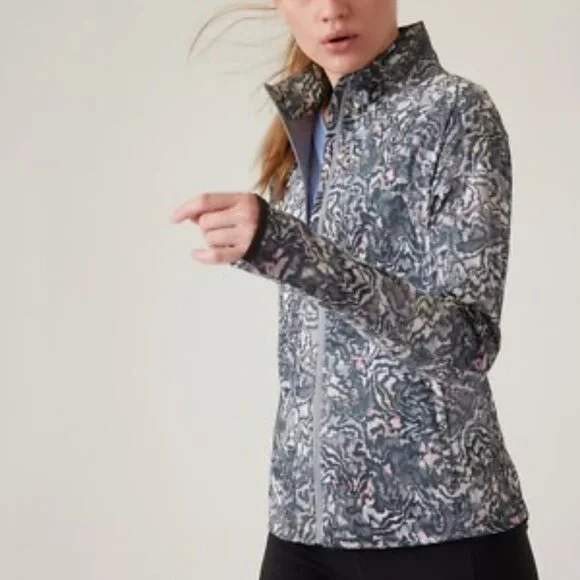 Athleta Run With It Jacket Kinetic Abstract Multicolor Zip Up Size XL - Picture 1 of 9